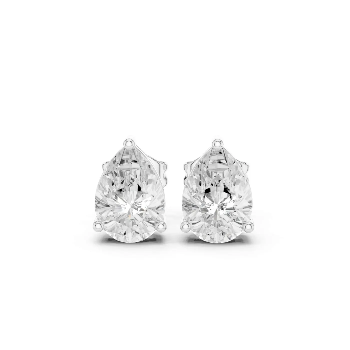 Boucles d'oreilles Puces Dahlia 0,75 ct en or blanc 18 carats, diamant poire, vue 1