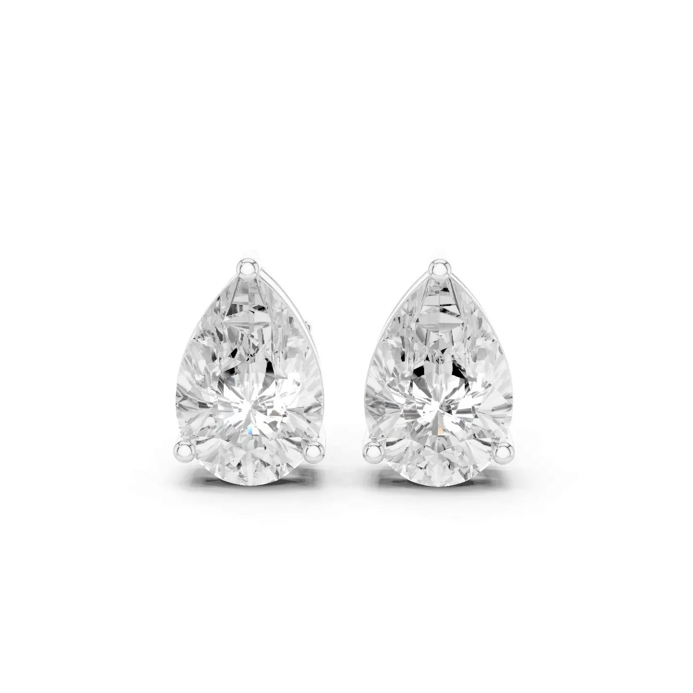 Boucles d'oreilles Puces Dahlia 1,00 ct en or blanc 18 carats, diamant poire, vue 1