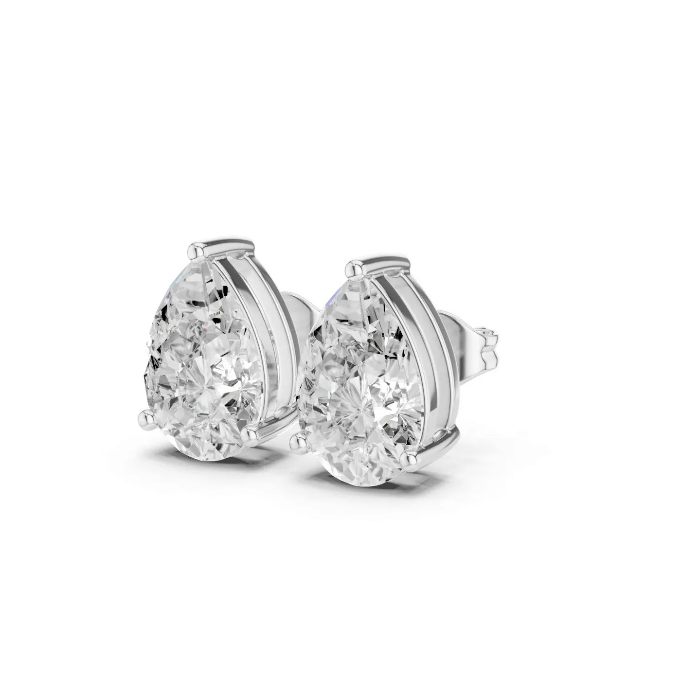 Boucles d'oreilles Puces Dahlia 1,25 ct en or blanc 18 carats, diamant poire, vue 2