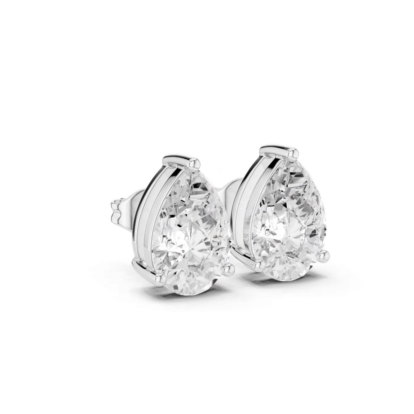 Boucles d'oreilles Puces Dahlia 1,25 ct en or blanc 18 carats, diamant poire, vue 3