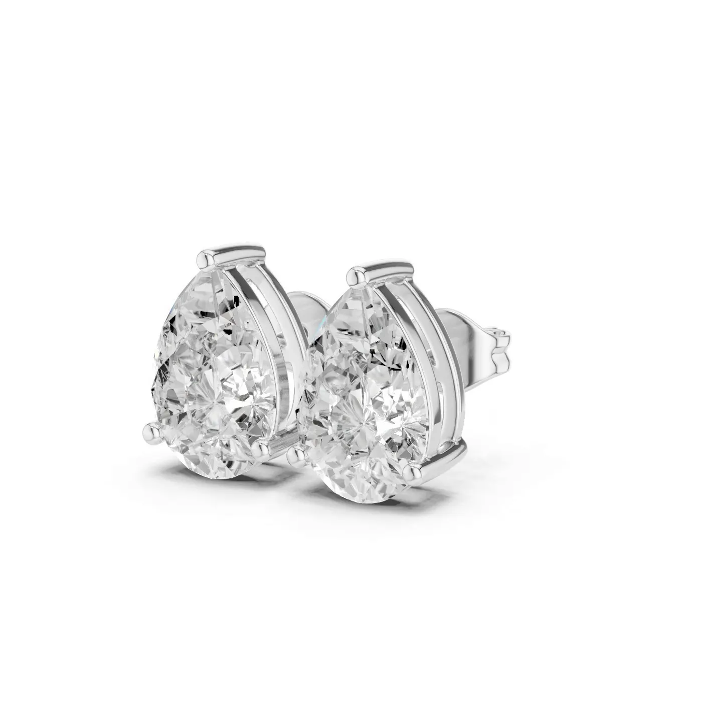 Boucles d'oreilles Puces Dahlia 2,00 ct en or blanc 18 carats, diamant poire, vue 2