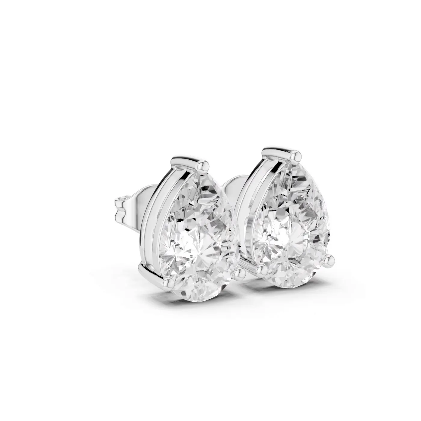 Boucles d'oreilles Puces Dahlia 2,00 ct en or blanc 18 carats, diamant poire, vue 3