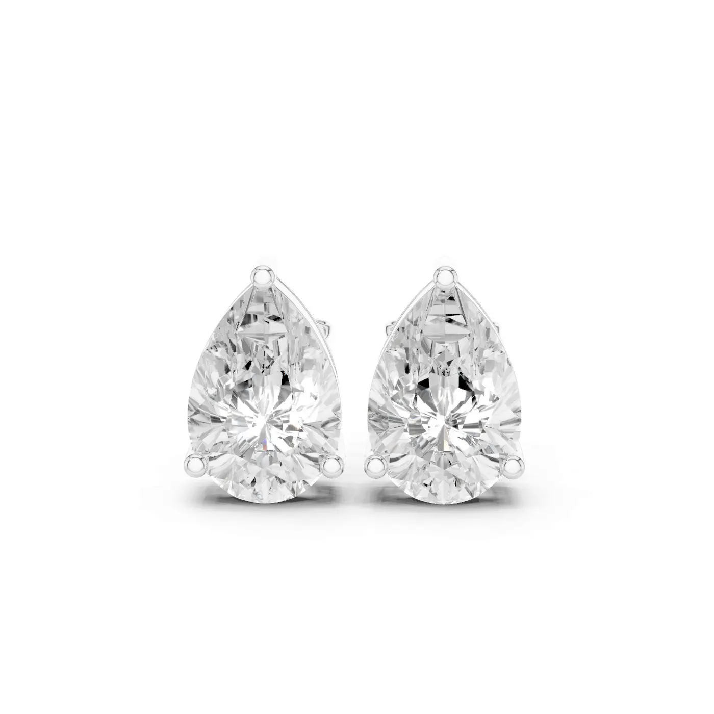 Boucles d'oreilles Puces Dahlia 2,25 ct en or blanc 18 carats, diamant poire, vue 1