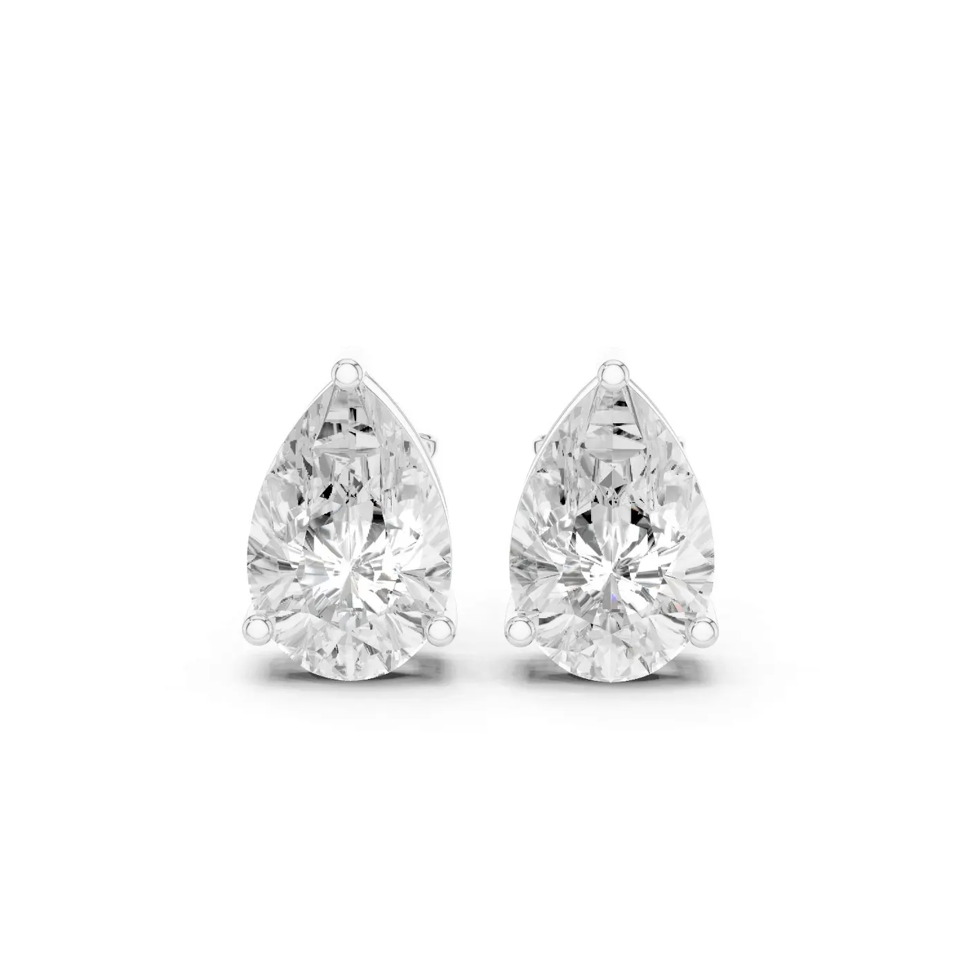 Boucles d'oreilles Puces Dahlia 2,75 ct en or blanc 18 carats, diamant poire, vue 1