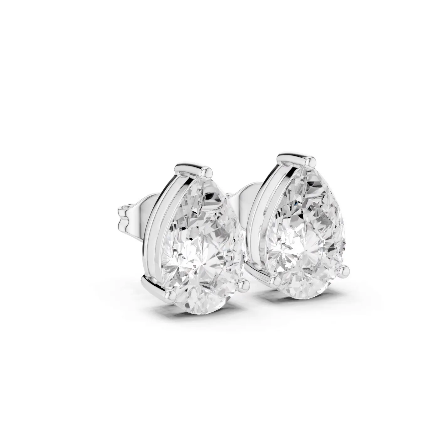 Boucles d'oreilles Puces Dahlia 2,75 ct en or blanc 18 carats, diamant poire, vue 3