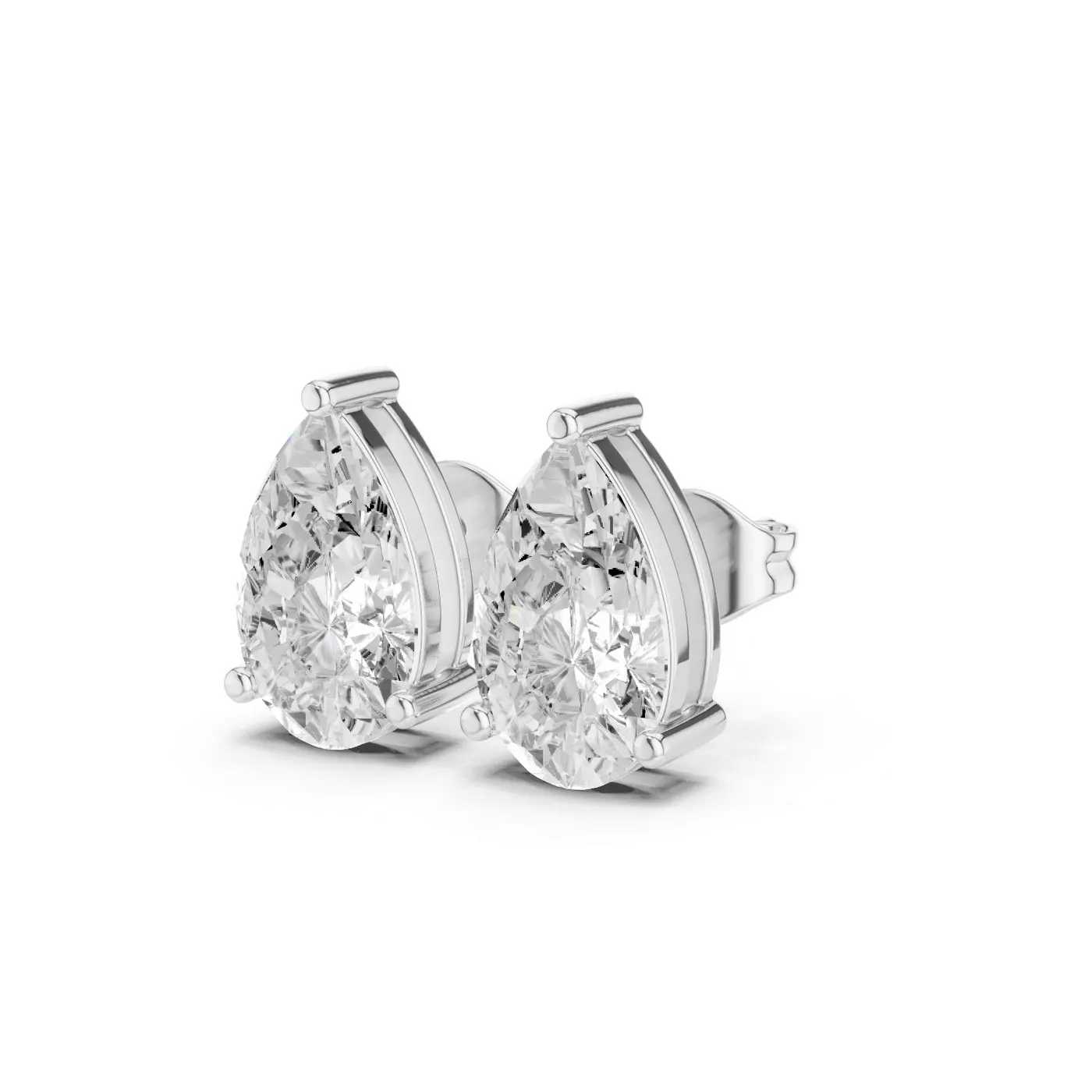 Boucles d'oreilles Puces Dahlia 3,25 ct en or blanc 18 carats, diamant poire, vue 2