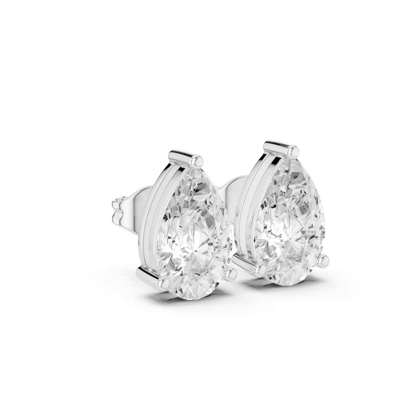 Boucles d'oreilles Puces Dahlia 3,25 ct en or blanc 18 carats, diamant poire, vue 3