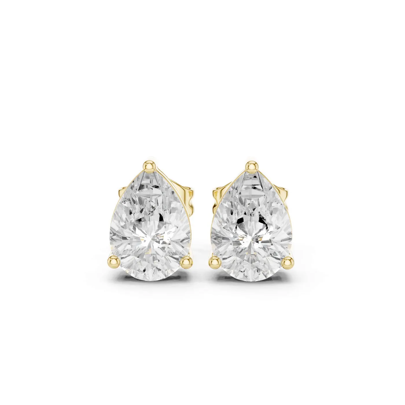 Boucles d'oreilles Puces Dahlia 0,50 ct en or jaune 18 carats, diamant poire, vue 1