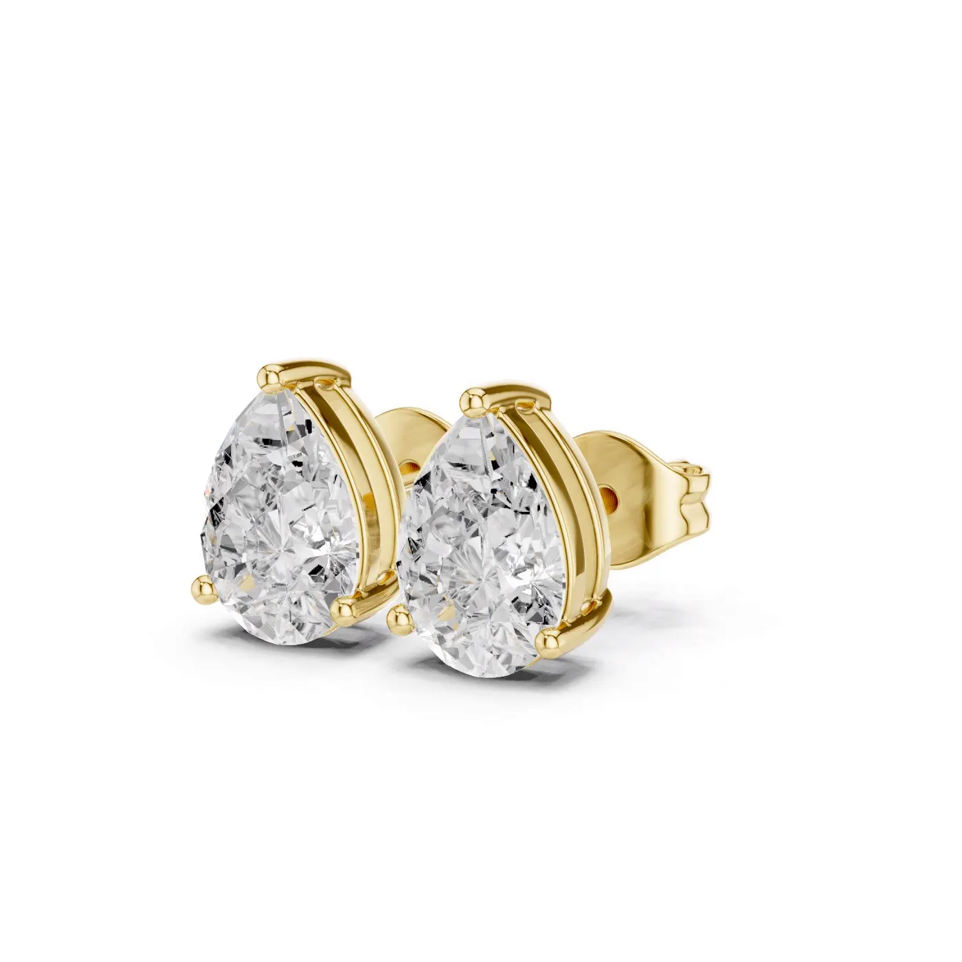 Boucles d'oreilles Puces Dahlia 0,50 ct en or jaune 18 carats, diamant poire, vue 2