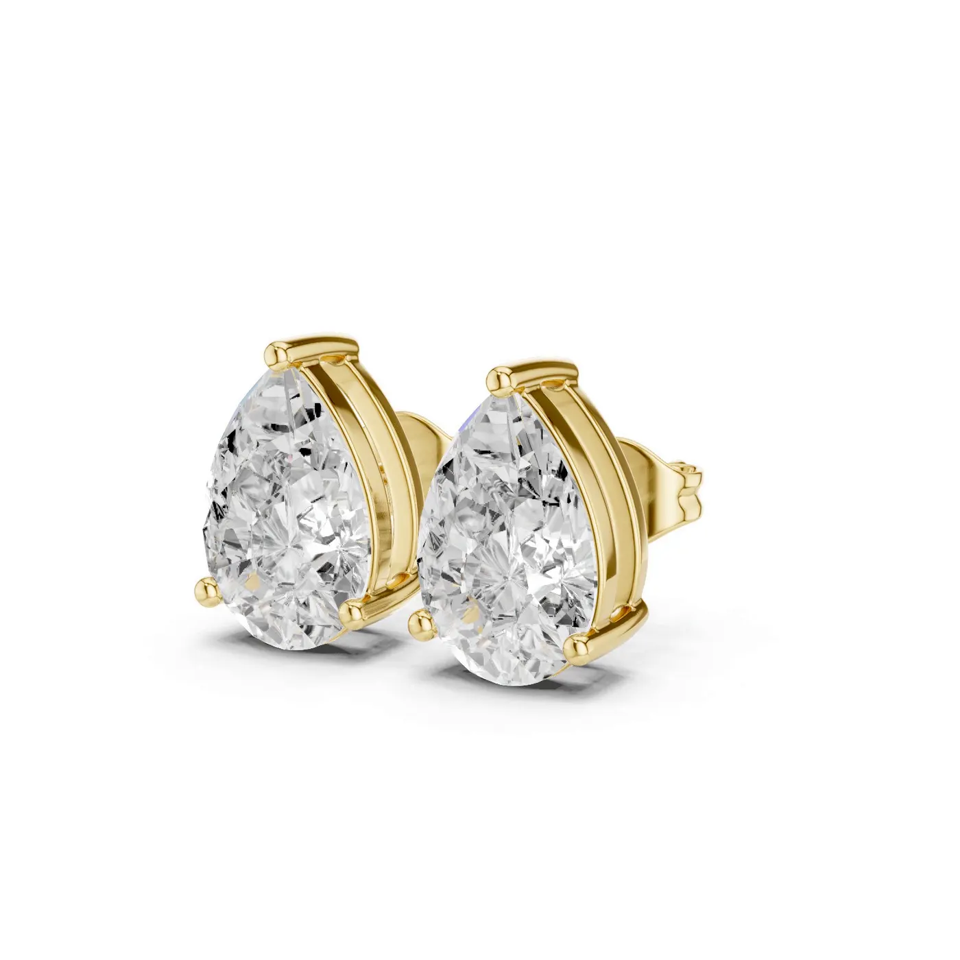 Boucles d'oreilles Puces Dahlia 1,25 ct en or jaune 18 carats, diamant poire, vue 2