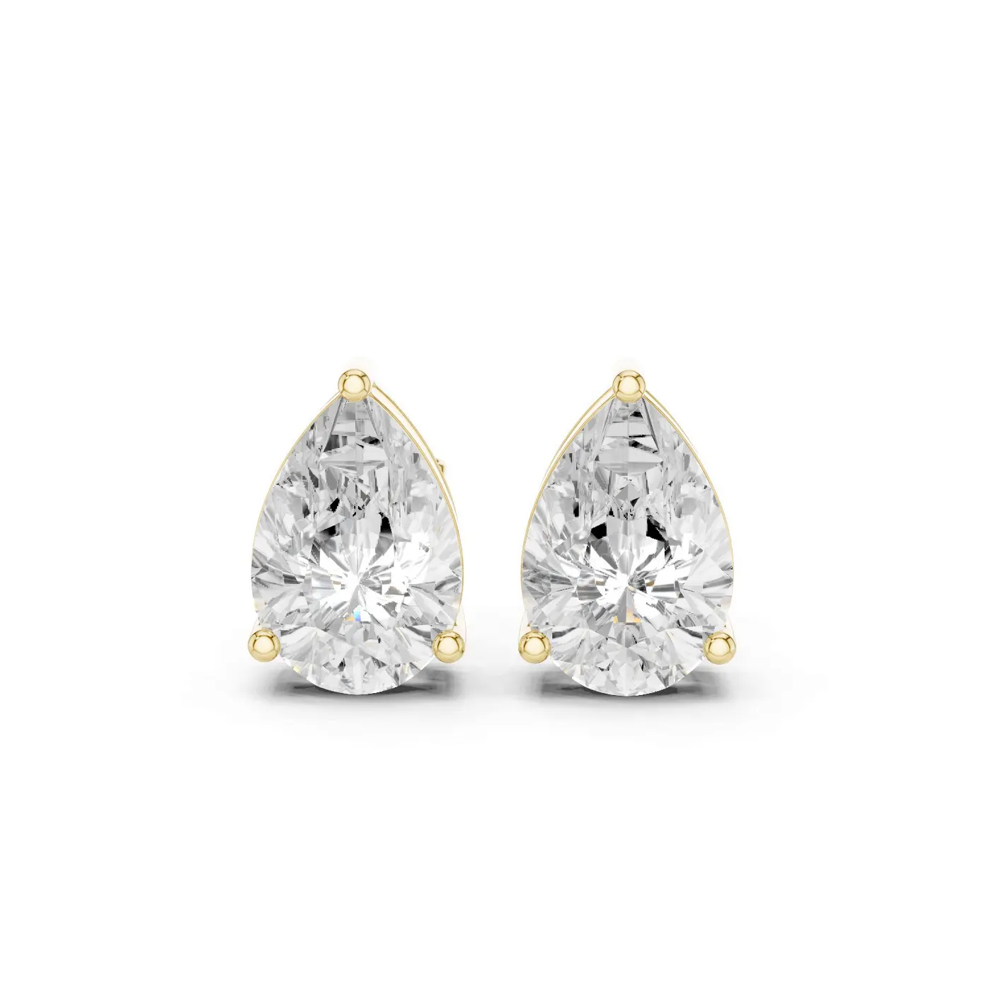 Boucles d'oreilles Puces Dahlia 1,50 ct en or jaune 18 carats, diamant poire, vue 1