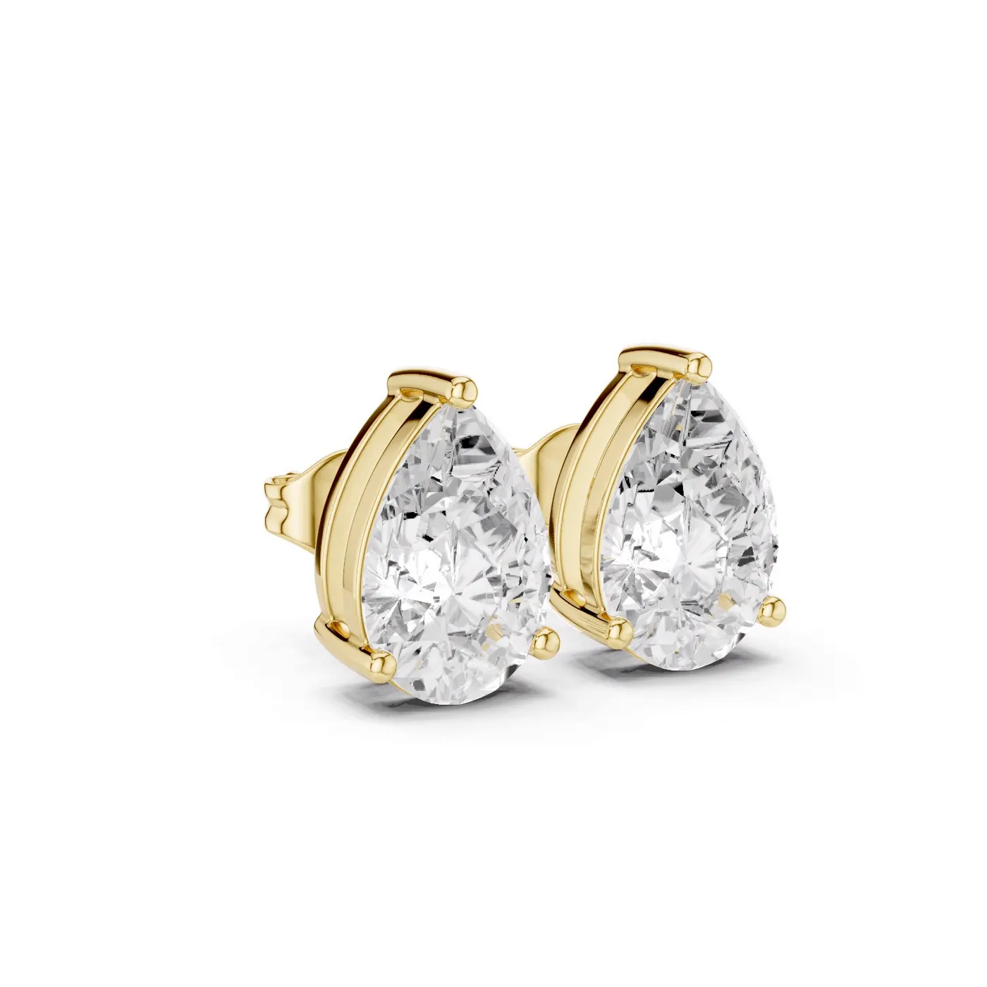 Boucles d'oreilles Puces Dahlia 1,50 ct en or jaune 18 carats, diamant poire, vue 3