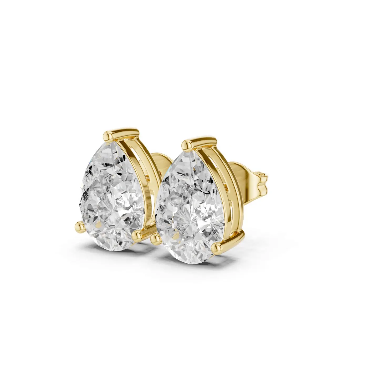 Boucles d'oreilles Puces Dahlia 2,00 ct en or jaune 18 carats, diamant poire, vue 2