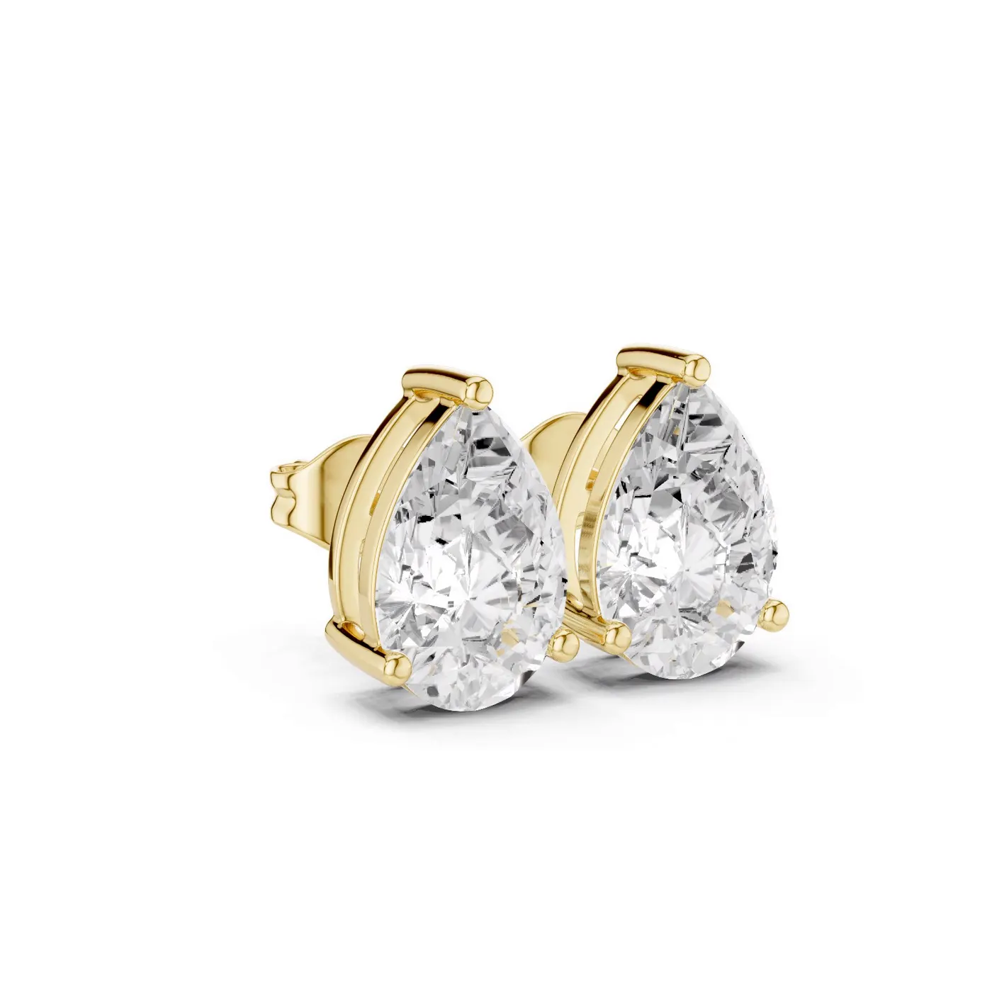 Boucles d'oreilles Puces Dahlia 2,00 ct en or jaune 18 carats, diamant poire, vue 3