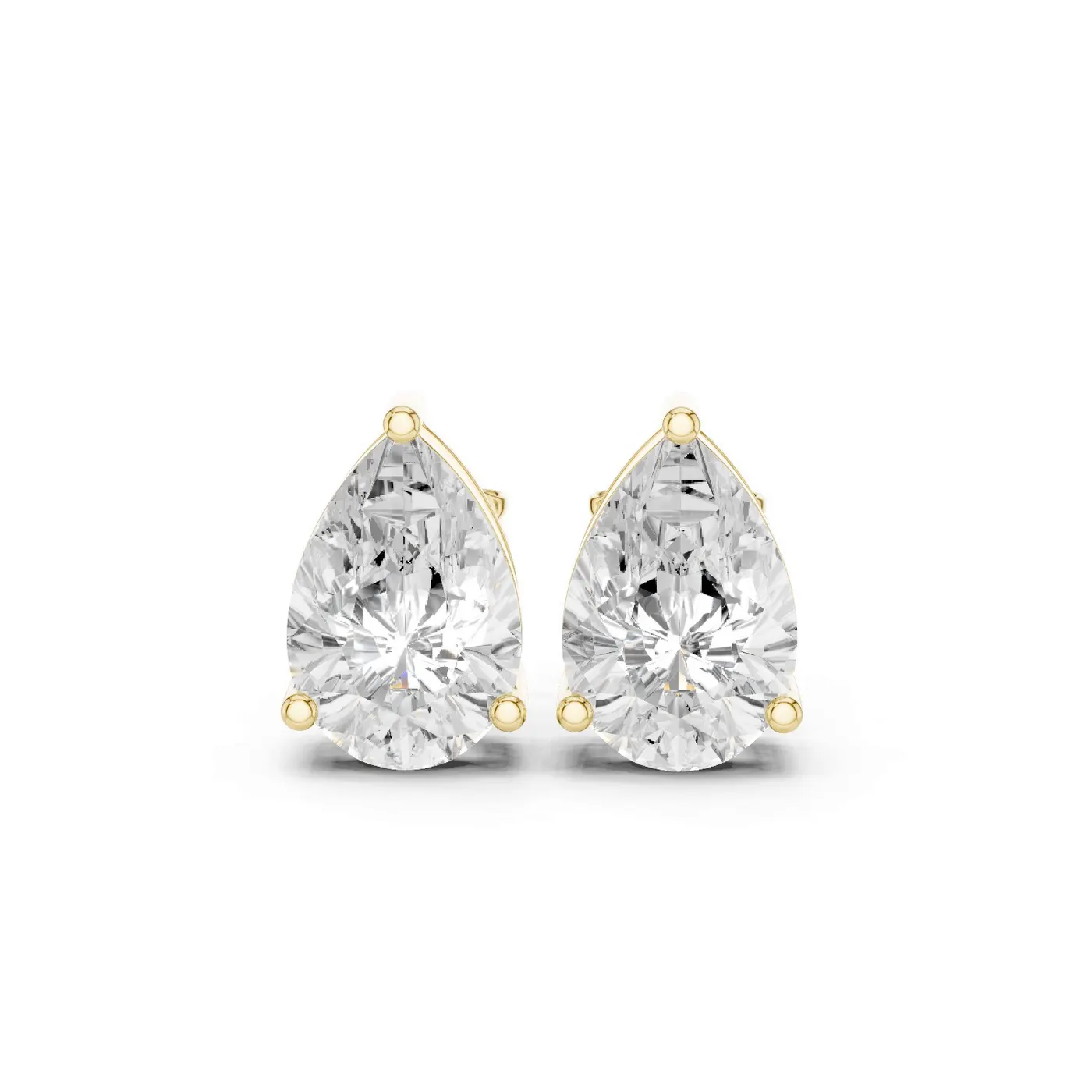 Boucles d'oreilles Puces Dahlia 2,25 ct en or jaune 18 carats, diamant poire, vue 1