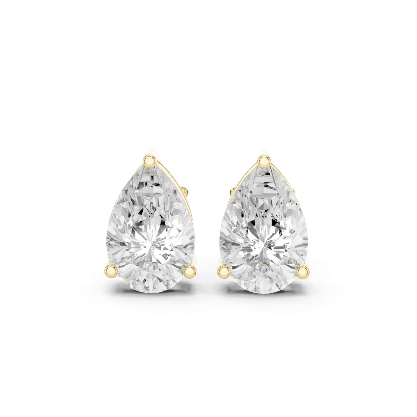 Boucles d'oreilles Puces Dahlia 2,75 ct en or jaune 18 carats, diamant poire, vue 1