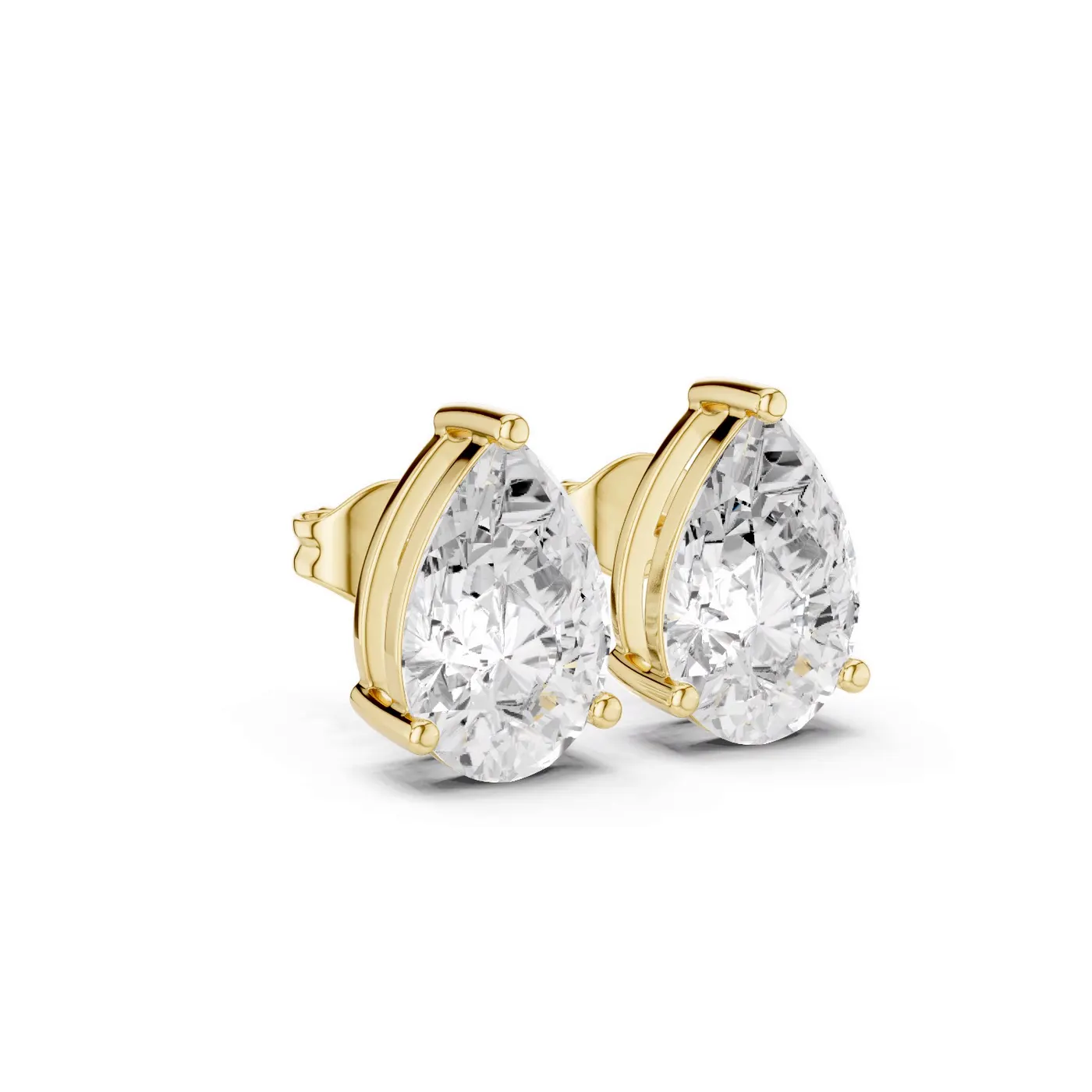 Boucles d'oreilles Puces Dahlia 2,75 ct en or jaune 18 carats, diamant poire, vue 3