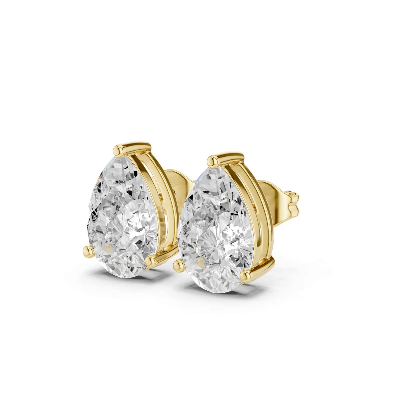Boucles d'oreilles Puces Dahlia 3,00 ct en or jaune 18 carats, diamant poire, vue 2
