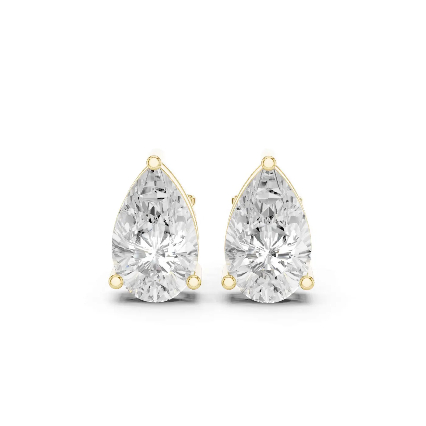 Boucles d'oreilles Puces Dahlia 3,25 ct en or jaune 18 carats, diamant poire, vue 1
