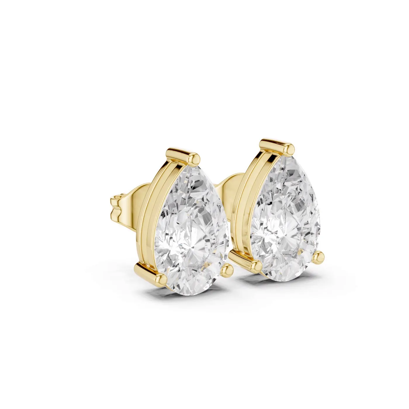 Boucles d'oreilles Puces Dahlia 3,50 ct en or jaune 18 carats, diamant poire, vue 3