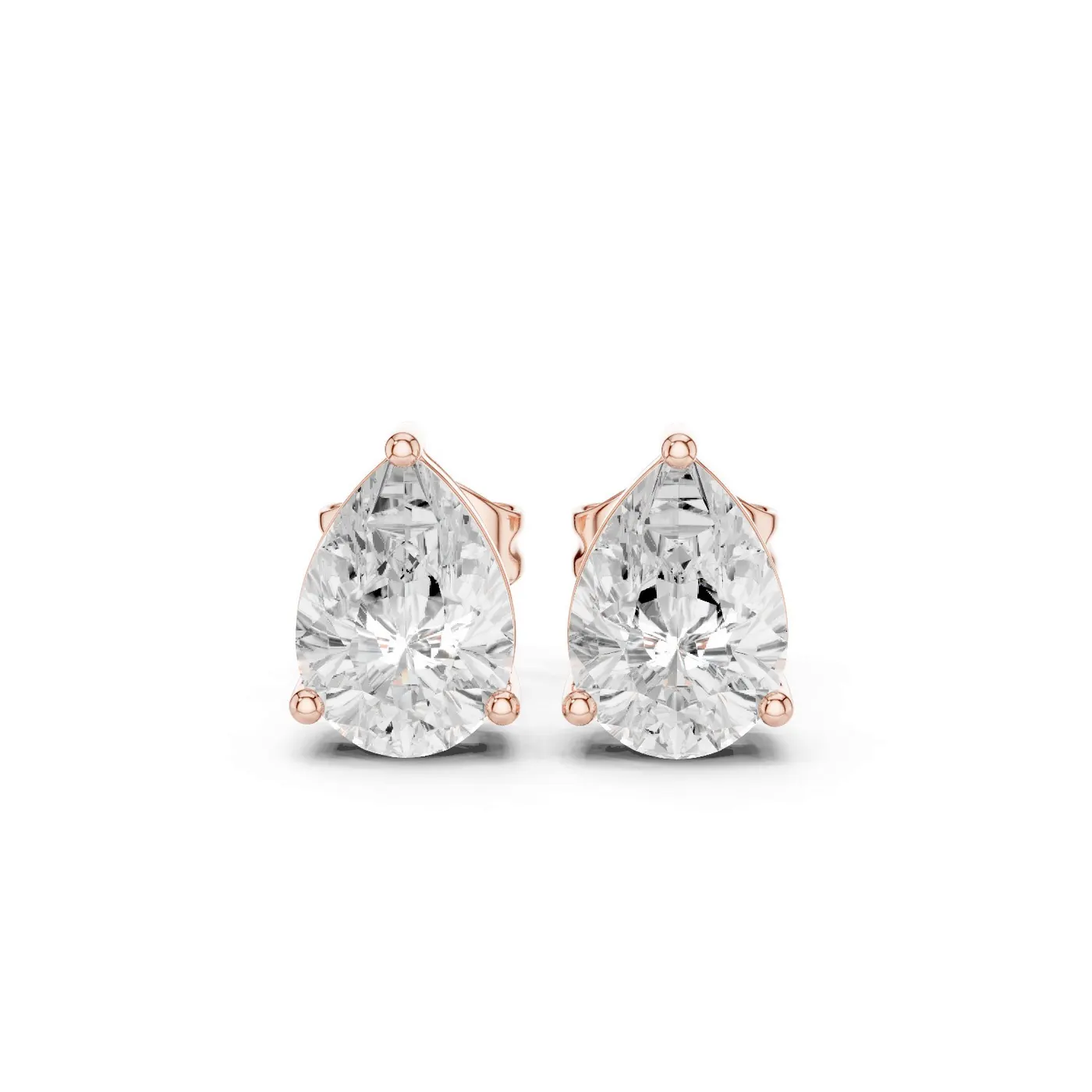 Boucles d'oreilles Puces Dahlia 0,75 ct en or rose 18 carats, diamant poire, vue 1