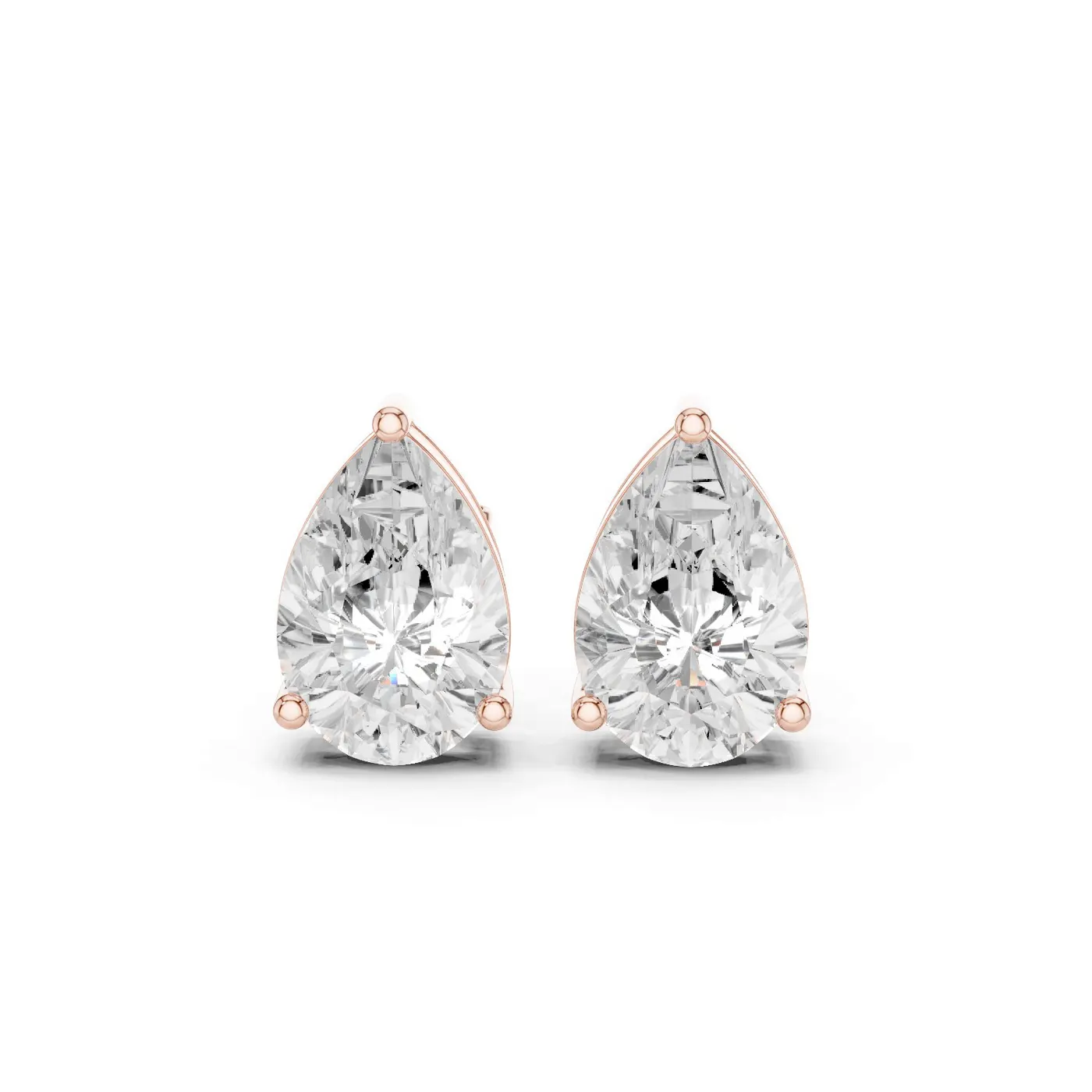 Boucles d'oreilles Puces Dahlia 1,50 ct en or rose 18 carats, diamant poire, vue 1