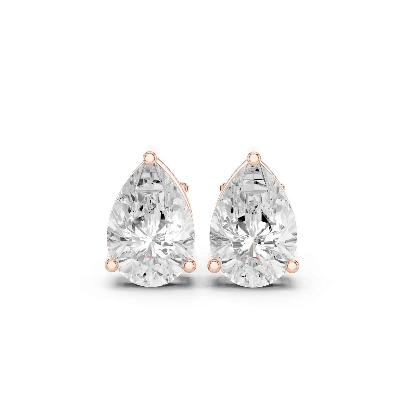 Boucles d'oreilles Puces Dahlia 2,25 ct en or rose 18 carats, diamant poire, vue 1