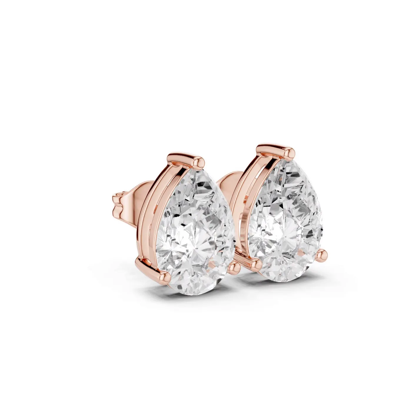 Boucles d'oreilles Puces Dahlia 2,25 ct en or rose 18 carats, diamant poire, vue 3