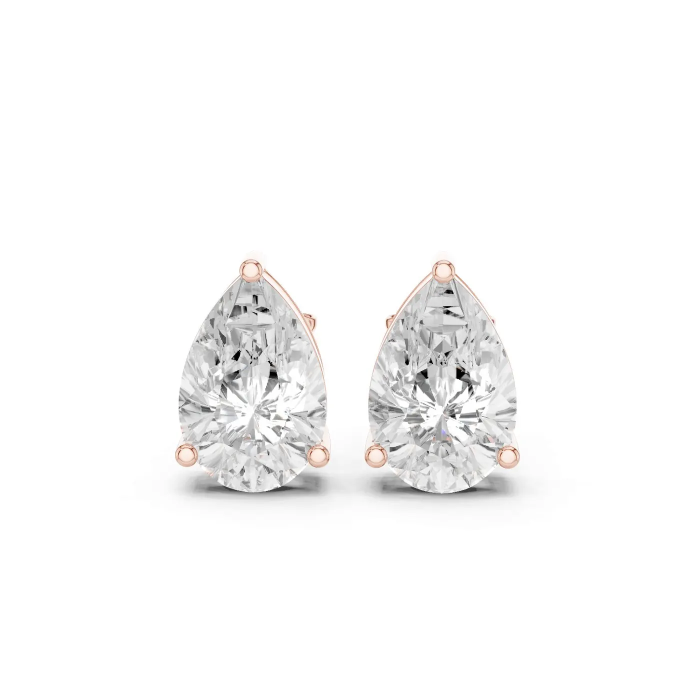 Boucles d'oreilles Puces Dahlia 2,75 ct en or rose 18 carats, diamant poire, vue 1