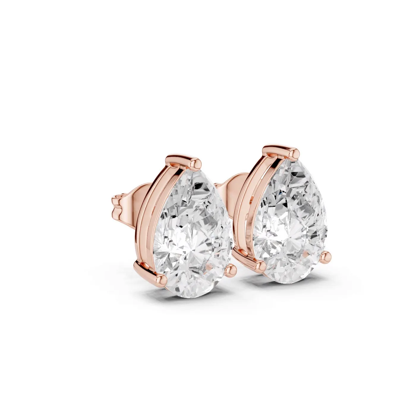 Boucles d'oreilles Puces Dahlia 2,75 ct en or rose 18 carats, diamant poire, vue 3