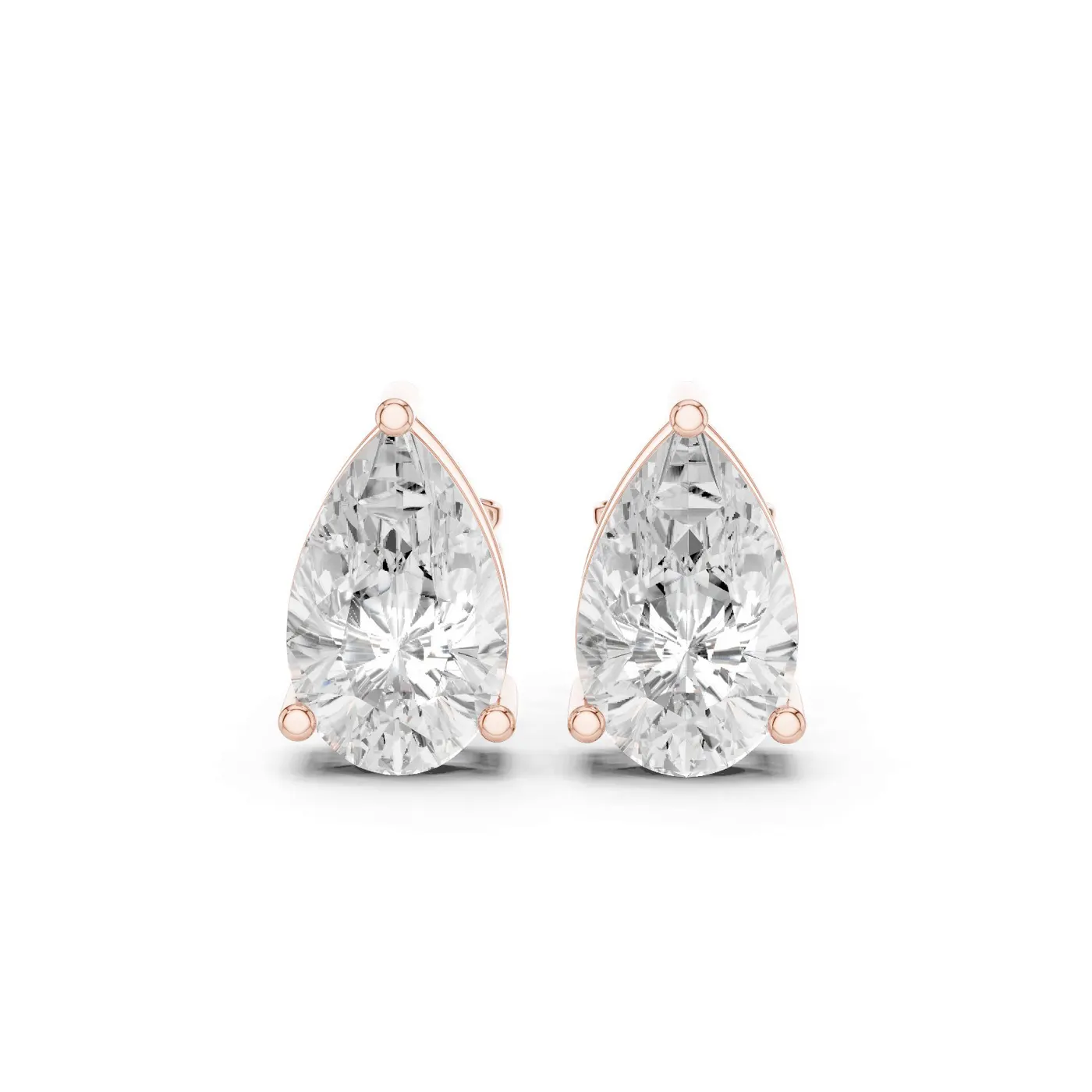 Boucles d'oreilles Puces Dahlia 3,50 ct en or rose 18 carats, diamant poire, vue 1