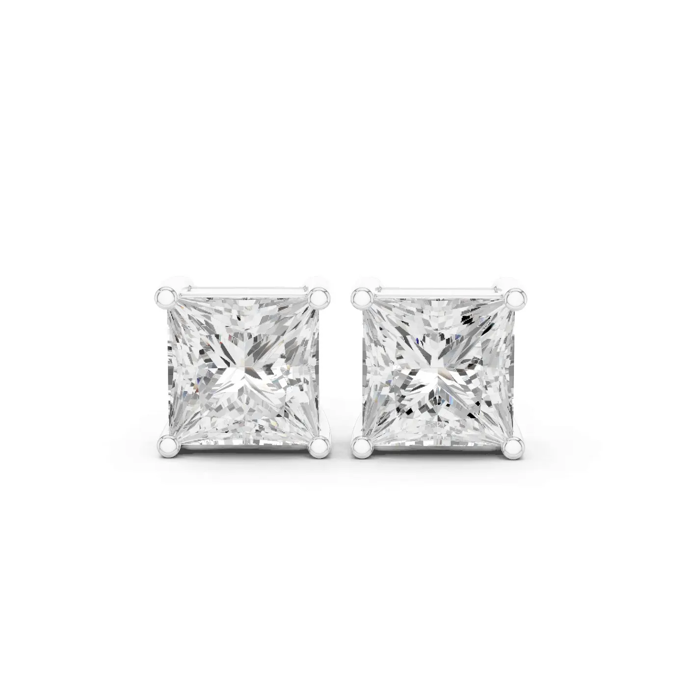 Boucles d'oreilles Puces Camélia 1,00 ct en or blanc 18 carats, diamant princesse, vue 1