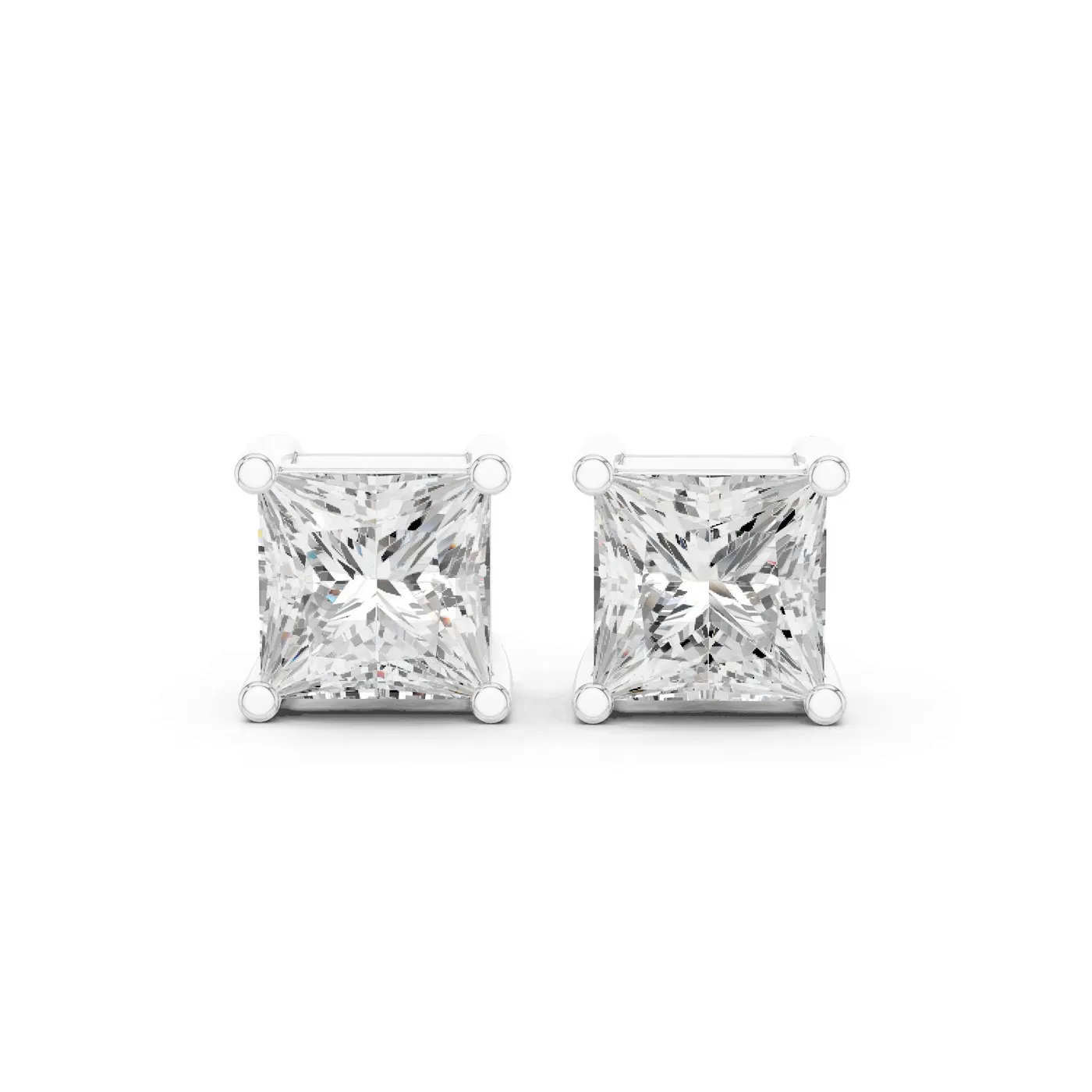Boucles d'oreilles Puces Camélia 1,75 ct en or blanc 18 carats, diamant princesse, vue 1