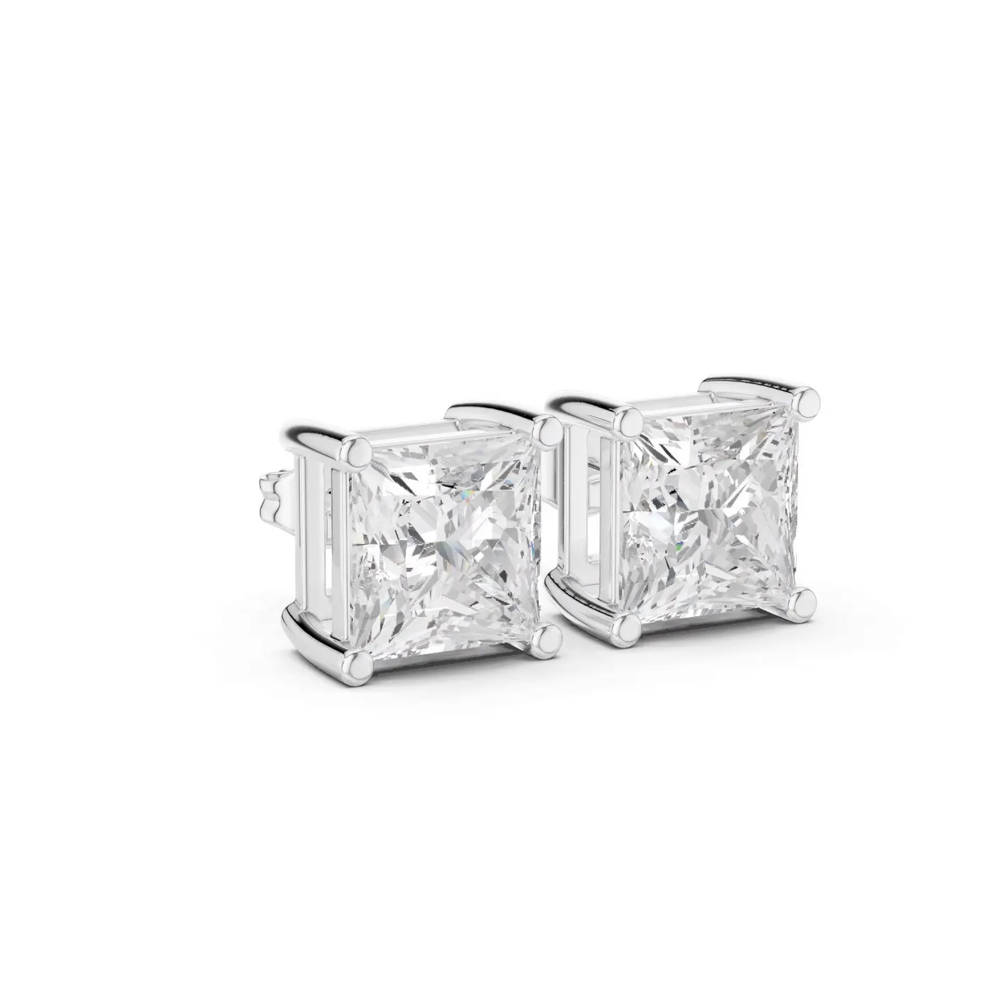 Boucles d'oreilles Puces Camélia 2,00 ct en or blanc 18 carats, diamant princesse, vue 3