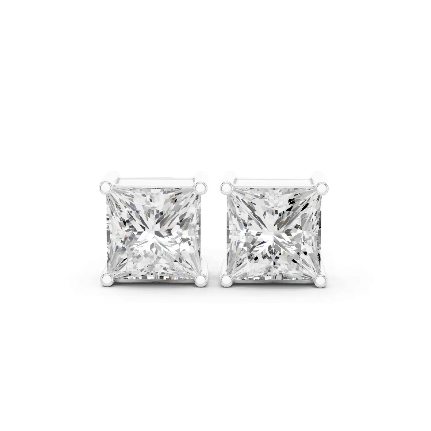 Boucles d'oreilles Puces Camélia 2,75 ct en or blanc 18 carats, diamant princesse, vue 1