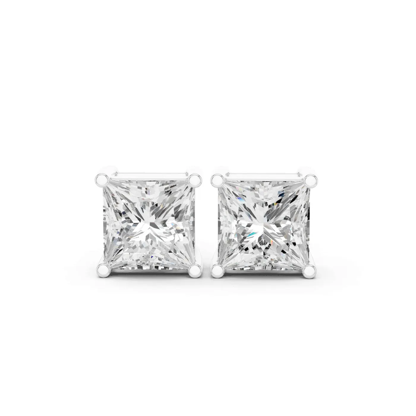 Boucles d'oreilles Puces Camélia 3,25 ct en or blanc 18 carats, diamant princesse, vue 1