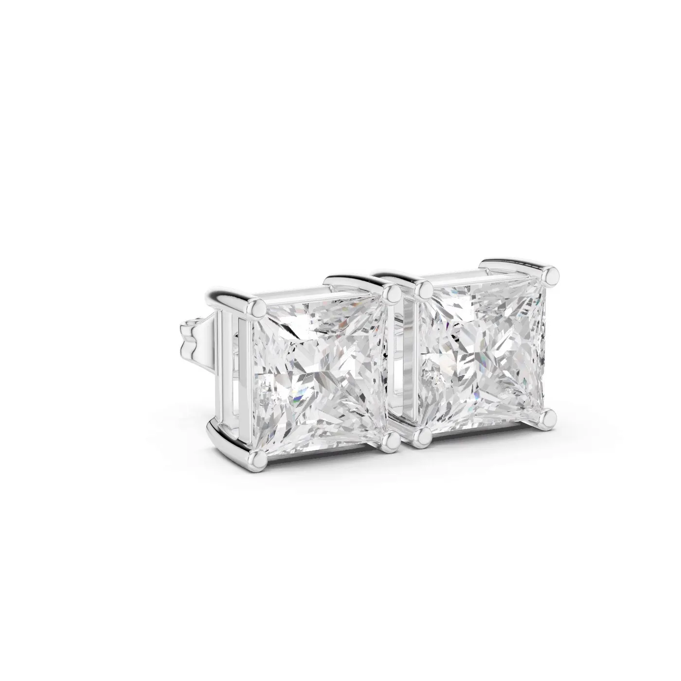 Boucles d'oreilles Puces Camélia 3,25 ct en or blanc 18 carats, diamant princesse, vue 3
