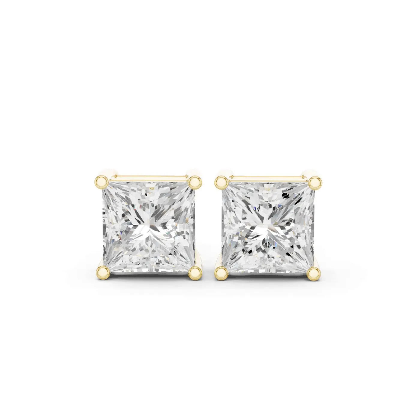 Boucles d'oreilles Puces Camélia 1,25 ct en or jaune 18 carats, diamant princesse, vue 1