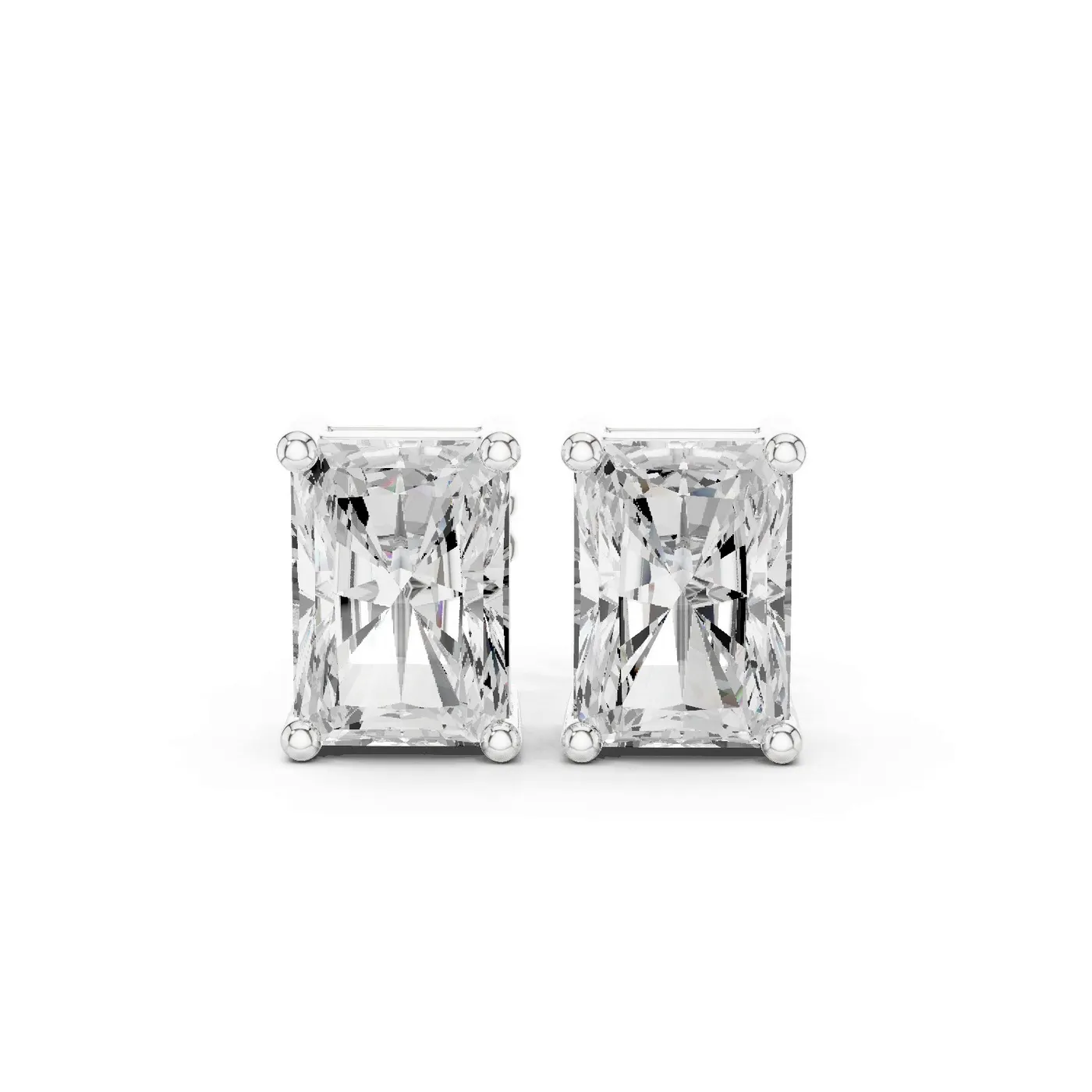 Boucles d'oreilles Puces Tournesol 0,50 ct en or blanc 18 carats, diamant radiant, vue 1