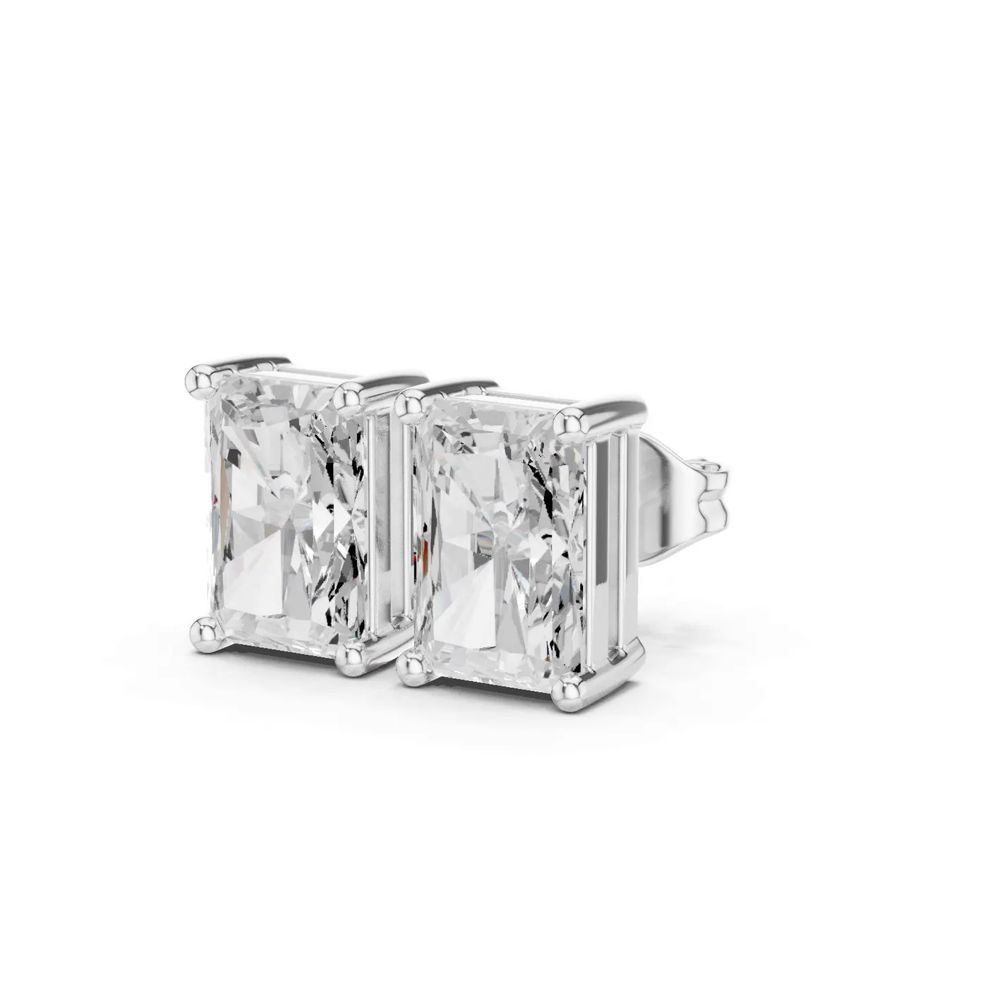 Boucles d'oreilles Puces Tournesol 0,50 ct en or blanc 18 carats, diamant radiant, vue 2