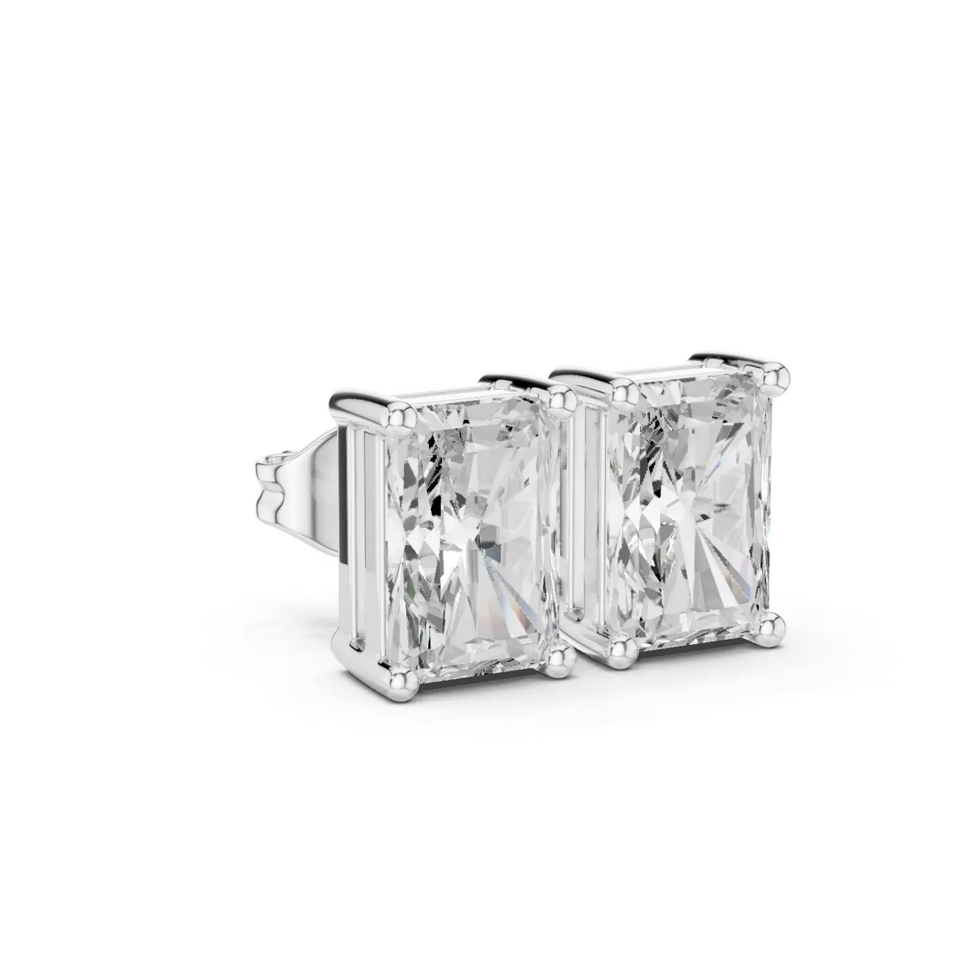 Boucles d'oreilles Puces Tournesol 0,75 ct en or blanc 18 carats, diamant radiant, vue 3