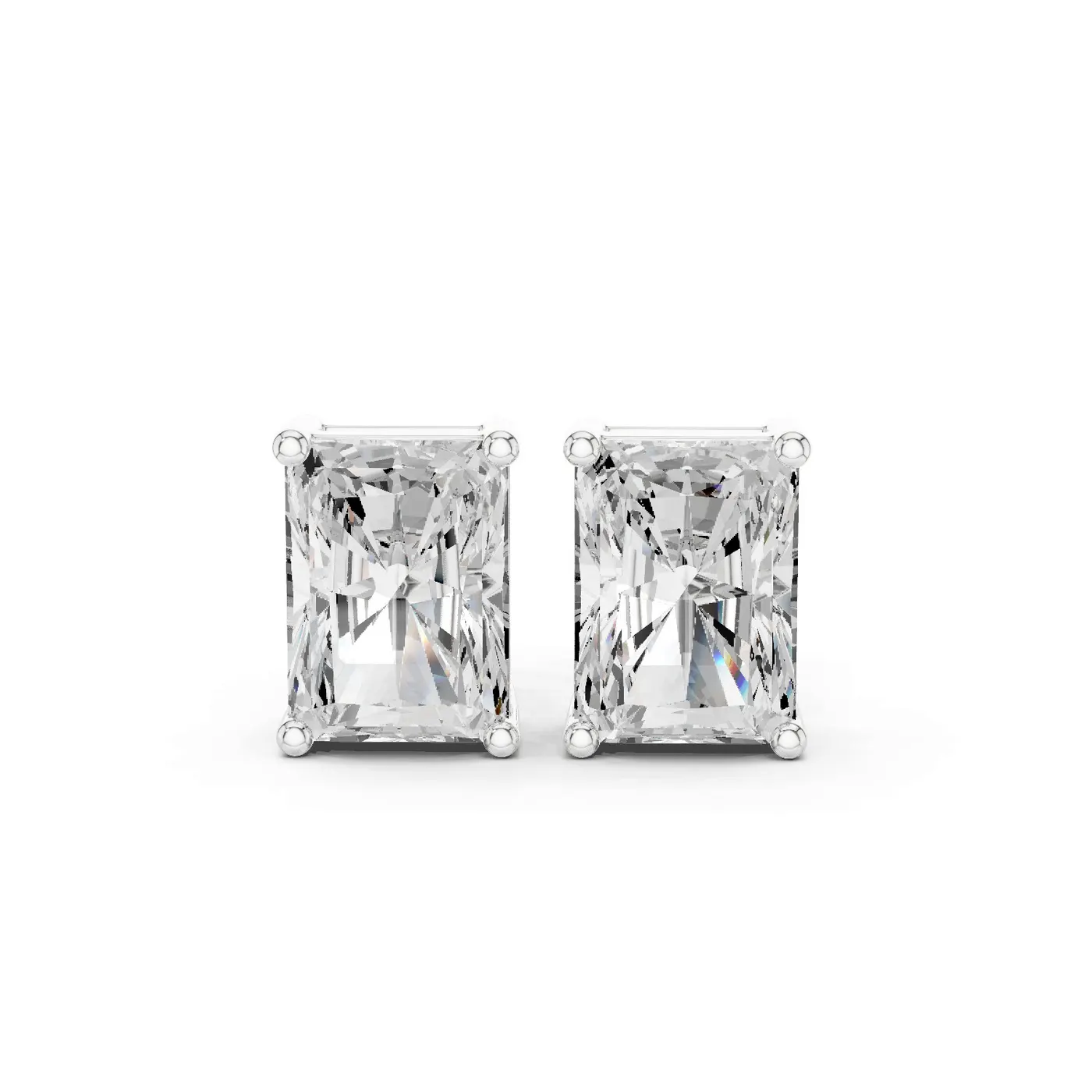 Boucles d'oreilles Puces Tournesol 1,50 ct en or blanc 18 carats, diamant radiant, vue 1
