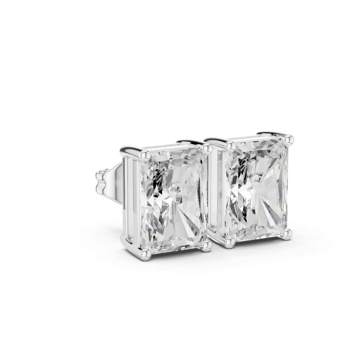Boucles d'oreilles Puces Tournesol 1,50 ct en or blanc 18 carats, diamant radiant, vue 3