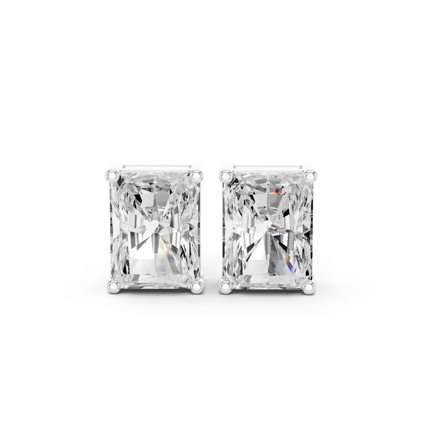 Boucles d'oreilles Puces Tournesol 2,00 ct en or blanc 18 carats, diamant radiant, vue 1
