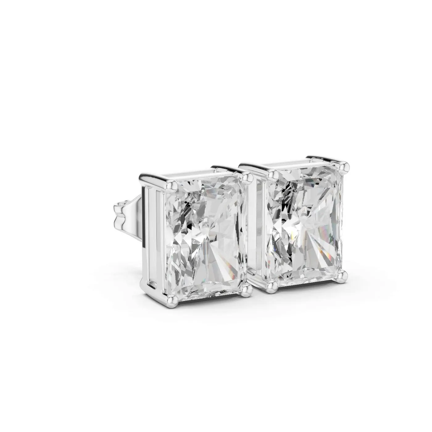 Boucles d'oreilles Puces Tournesol 2,00 ct en or blanc 18 carats, diamant radiant, vue 3