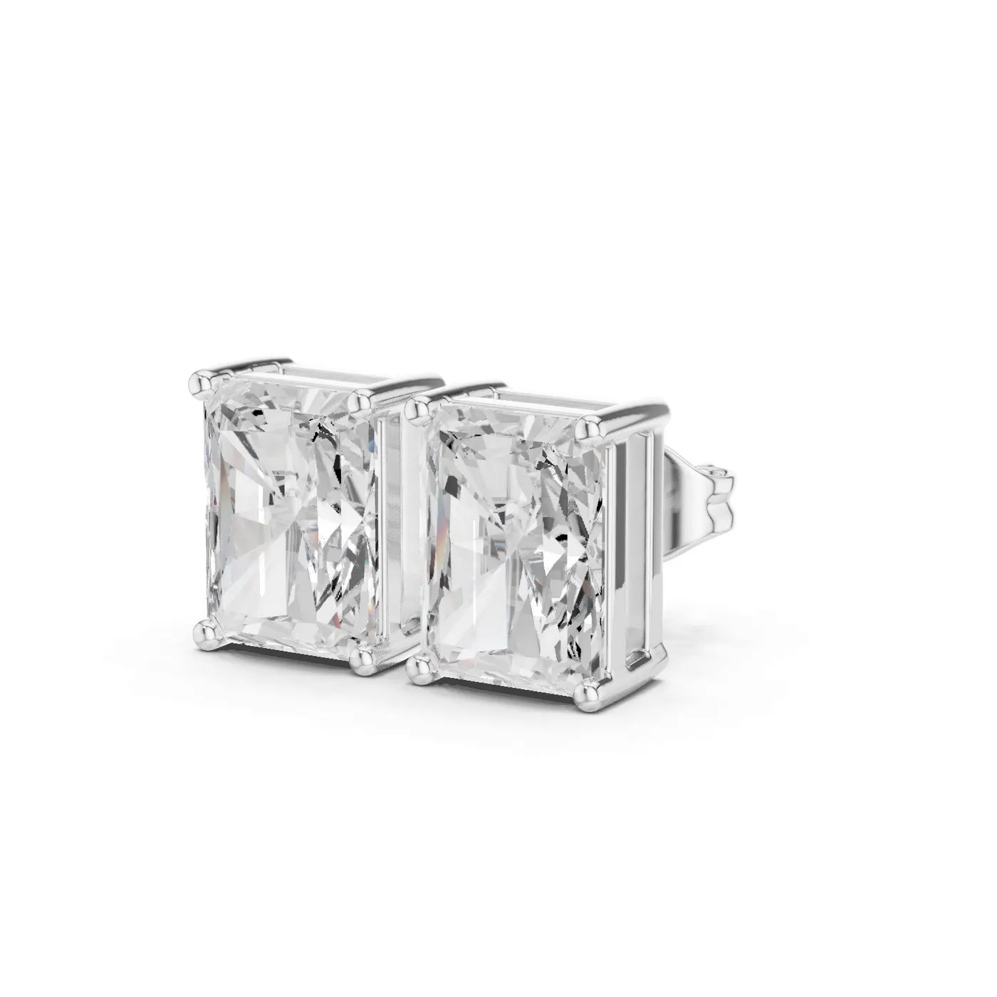 Boucles d'oreilles Puces Tournesol 2,25 ct en or blanc 18 carats, diamant radiant, vue 2