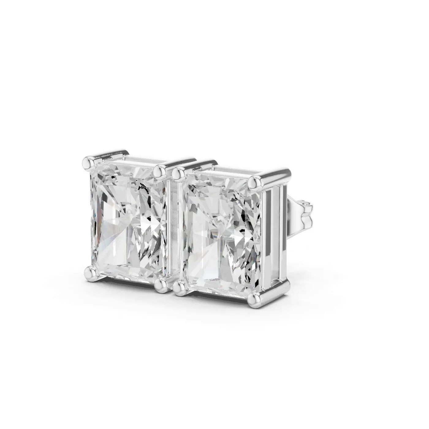 Boucles d'oreilles Puces Tournesol 2,50 ct en or blanc 18 carats, diamant radiant, vue 2