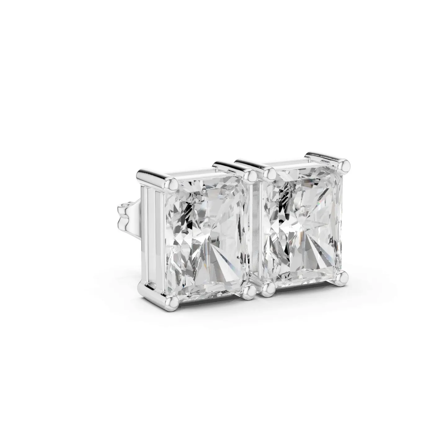 Boucles d'oreilles Puces Tournesol 2,50 ct en or blanc 18 carats, diamant radiant, vue 3