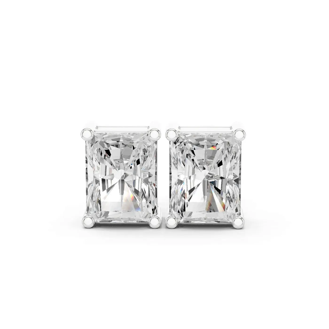 Boucles d'oreilles Puces Tournesol 2,75 ct en or blanc 18 carats, diamant radiant, vue 1