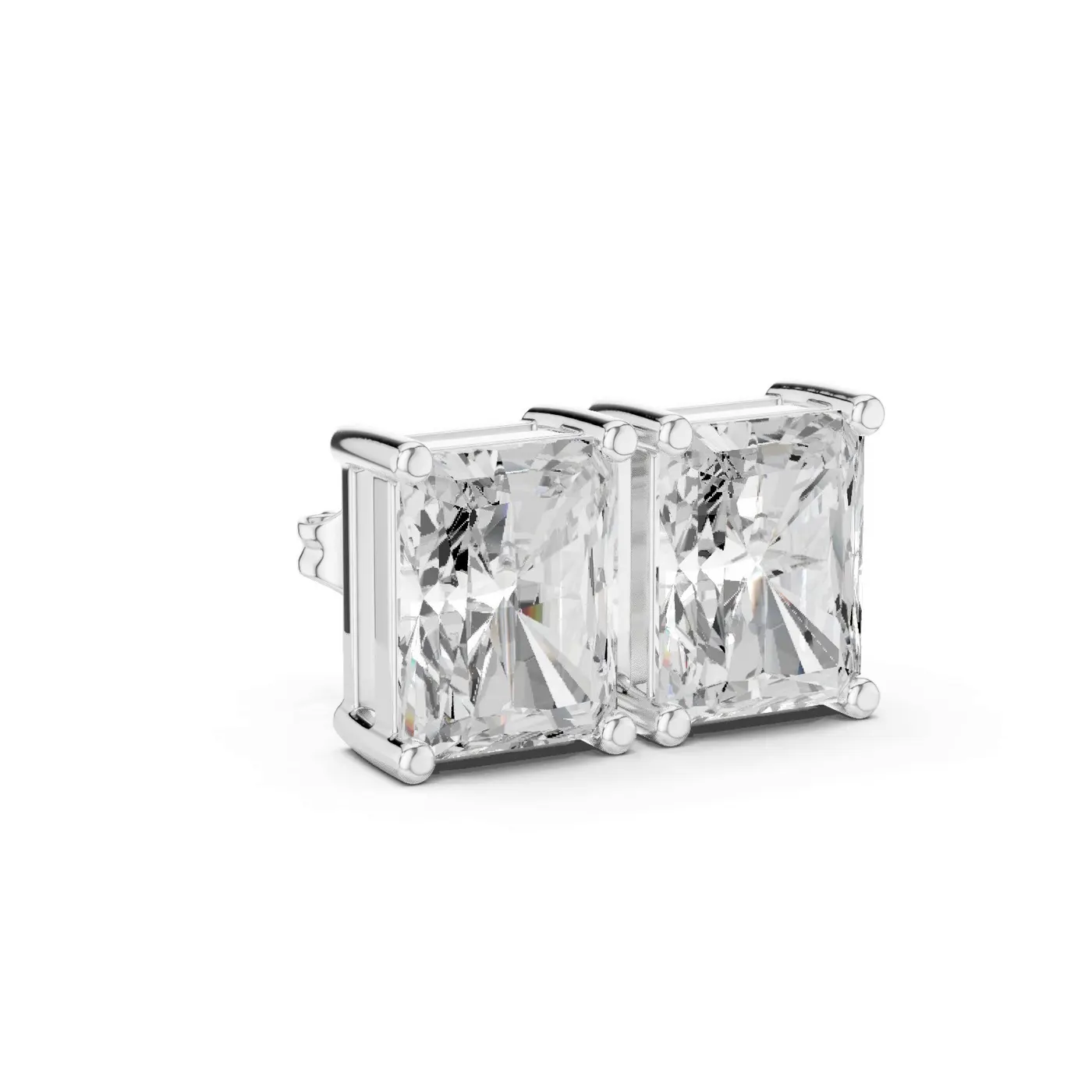 Boucles d'oreilles Puces Tournesol 3,25 ct en or blanc 18 carats, diamant radiant, vue 3